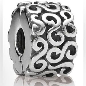 Pandora Retired Sterling Silver S Clip Charm | Swirl Pattern | Authentic